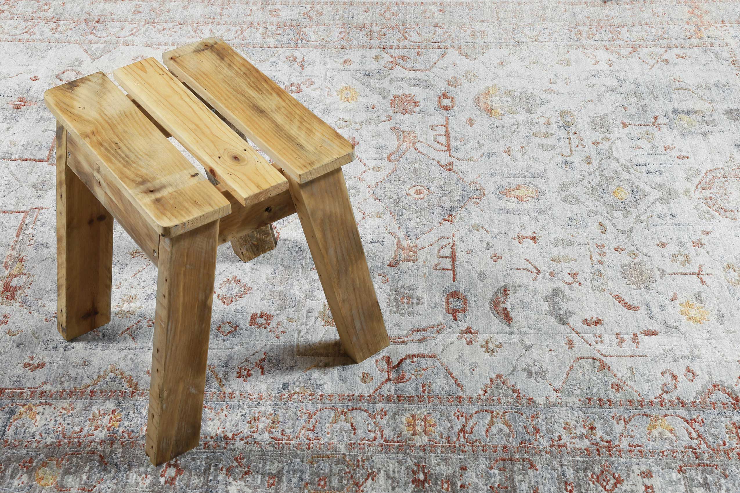 Teppich Beige Multicolor Vintage Kurzflor 
