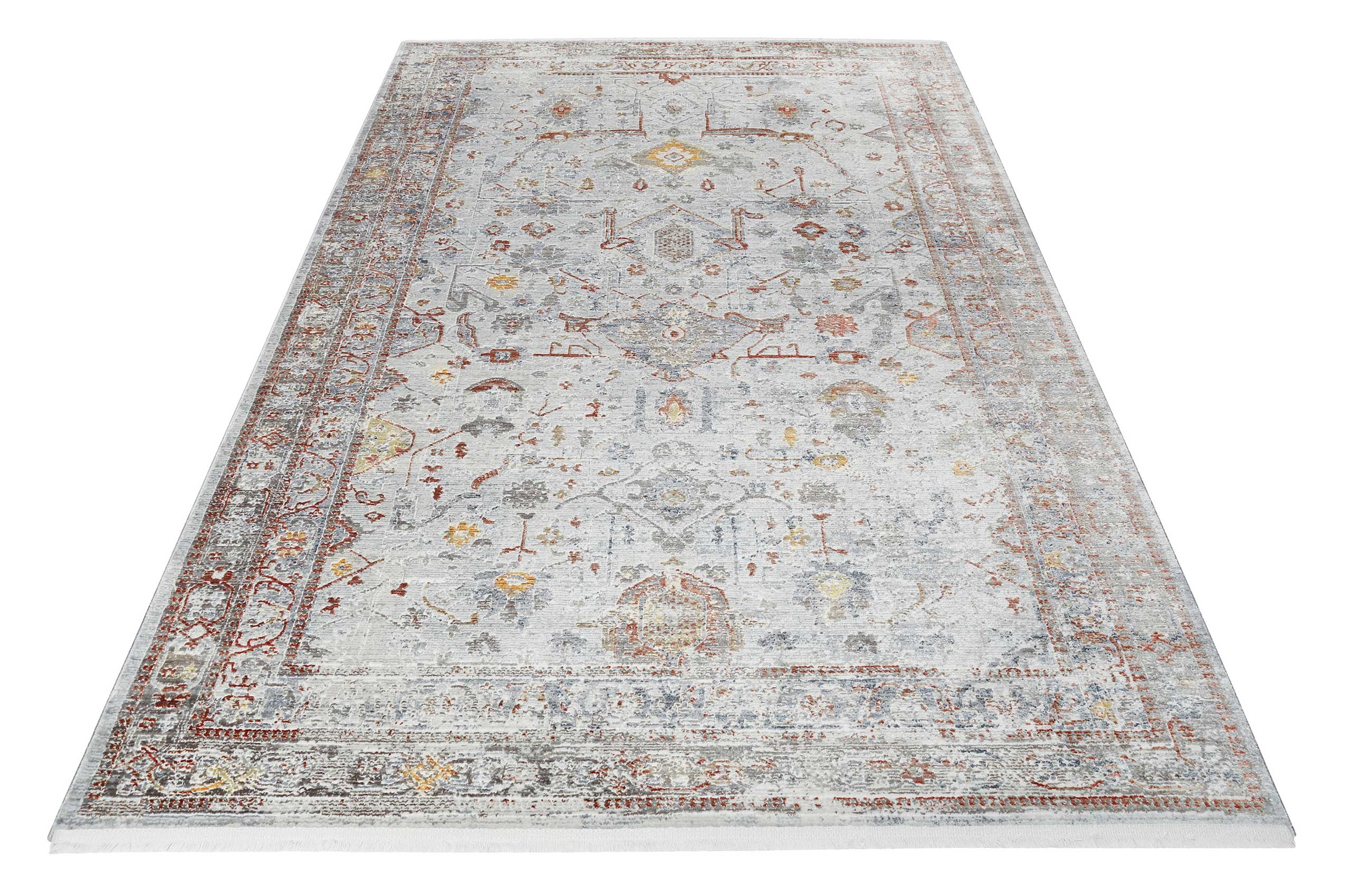 Teppich Beige Multicolor Vintage Kurzflor 