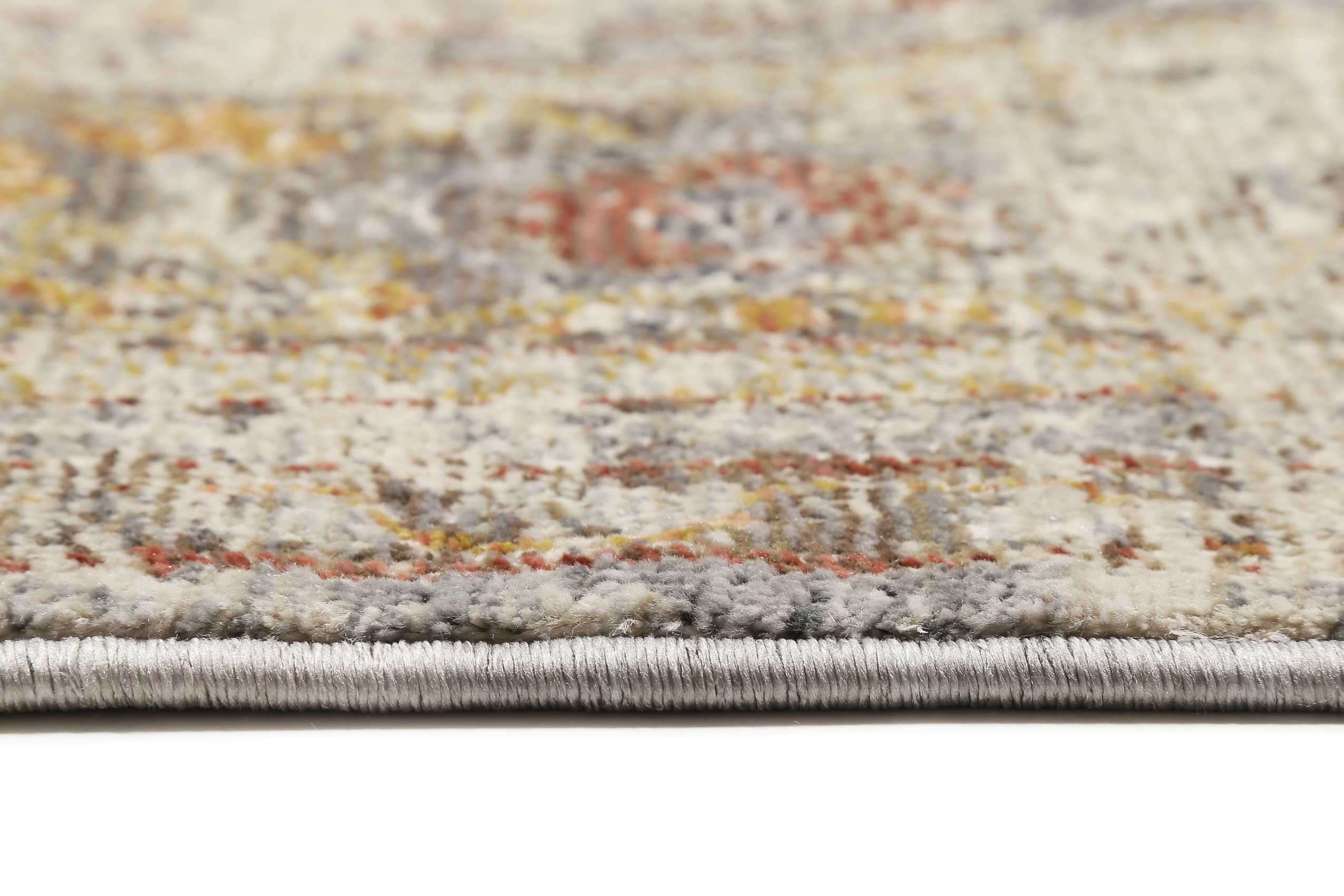 Teppich Grau Gelb Vintage Kurzflor 