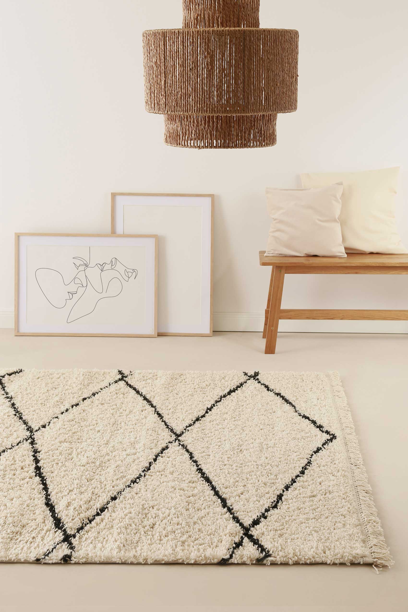 Teppich Creme Beige im Berber Style 