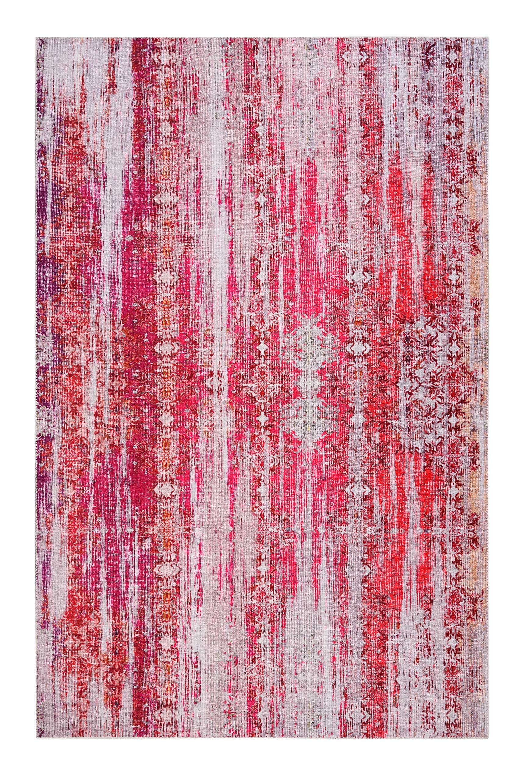 Vintage Teppich Rot Lila Orange Pink 
