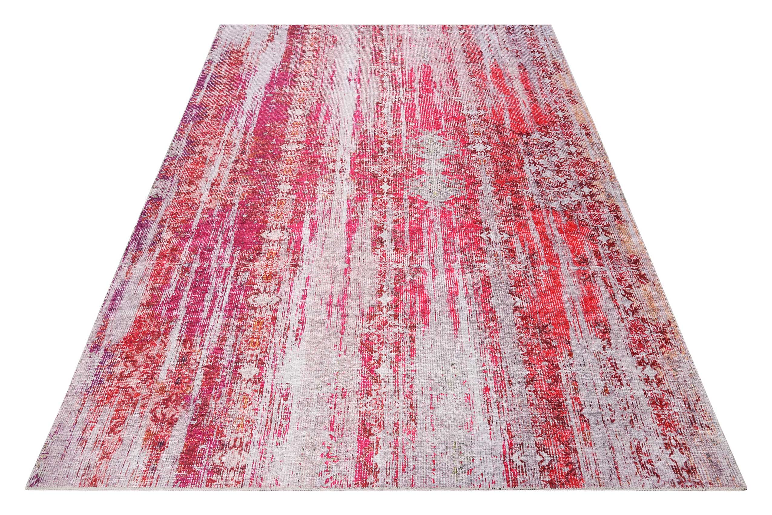 Vintage Teppich Rot Lila Orange Pink 
