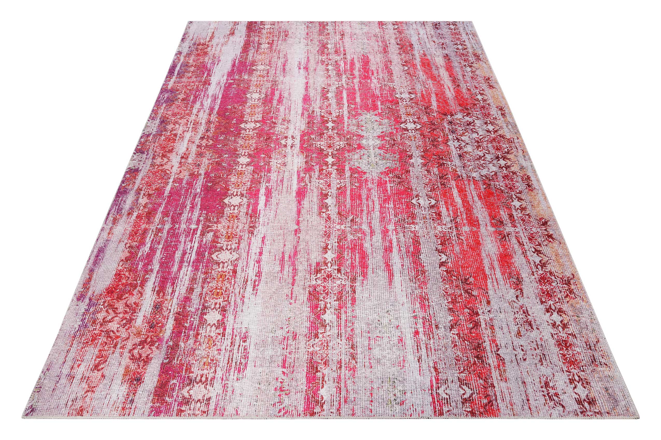 Vintage Teppich Rot Lila Orange Pink » Sunset in Faro « WECONhome - Ansicht 2