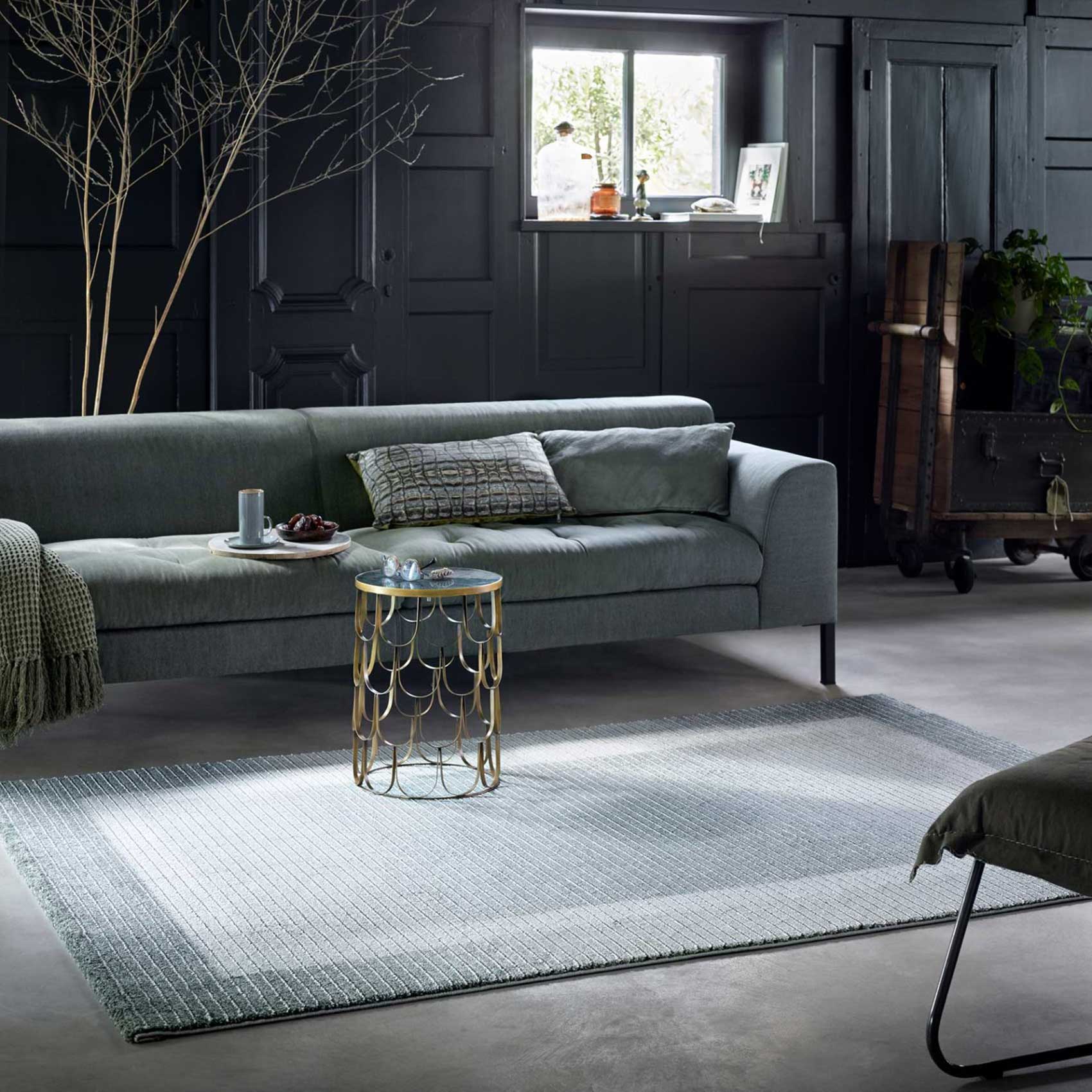 Teppich Salbeigrün Grau Kurzflor » Velvet Flow « WECONhome - Ansicht 1