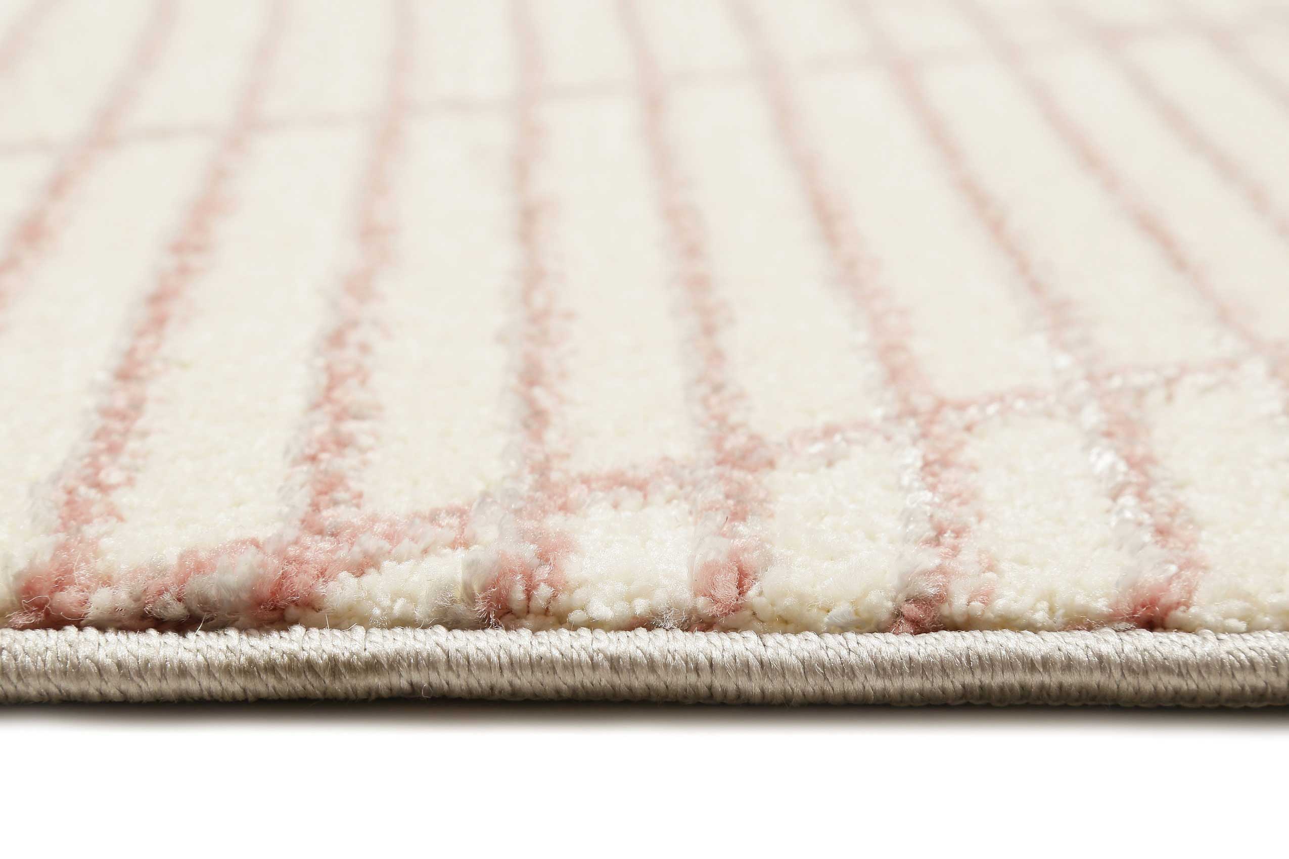 Teppich Rosa Creme Grau Kurzflor 