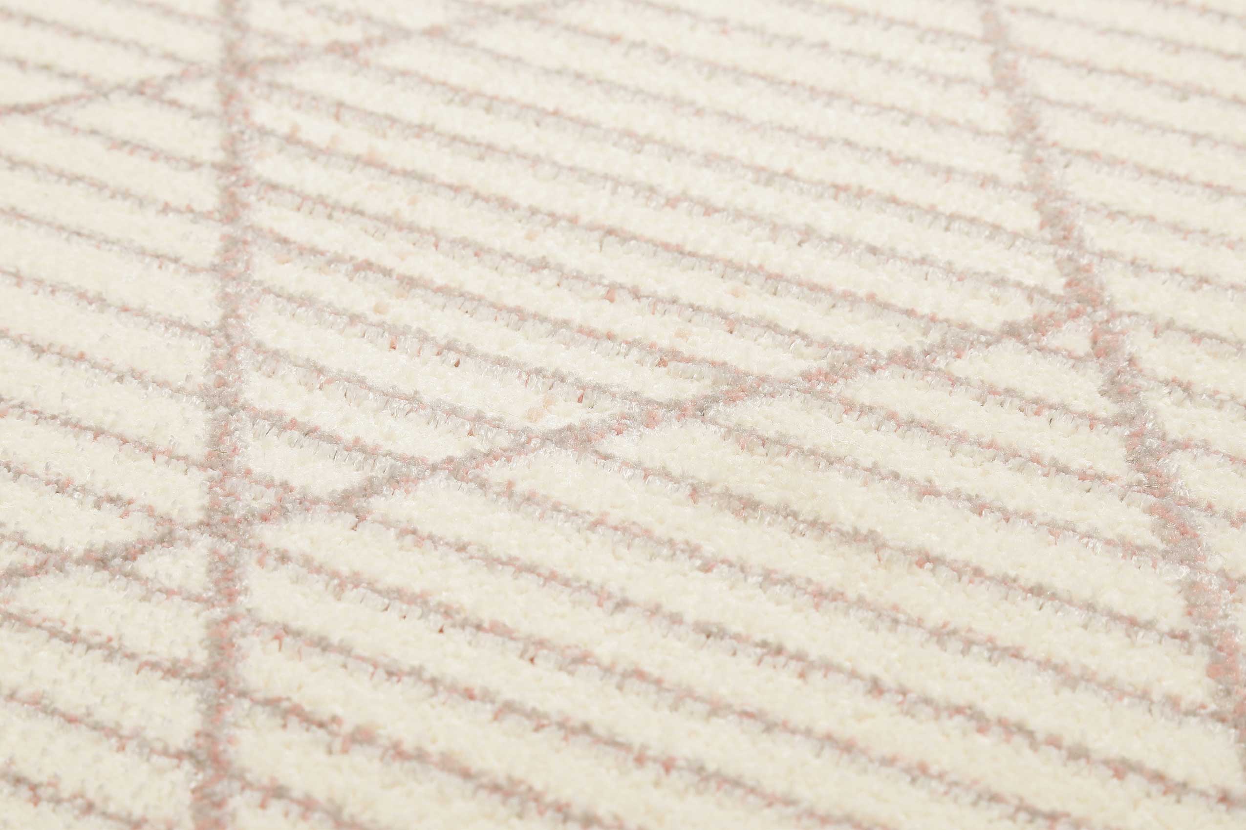 Teppich Rosa Creme Grau Kurzflor 