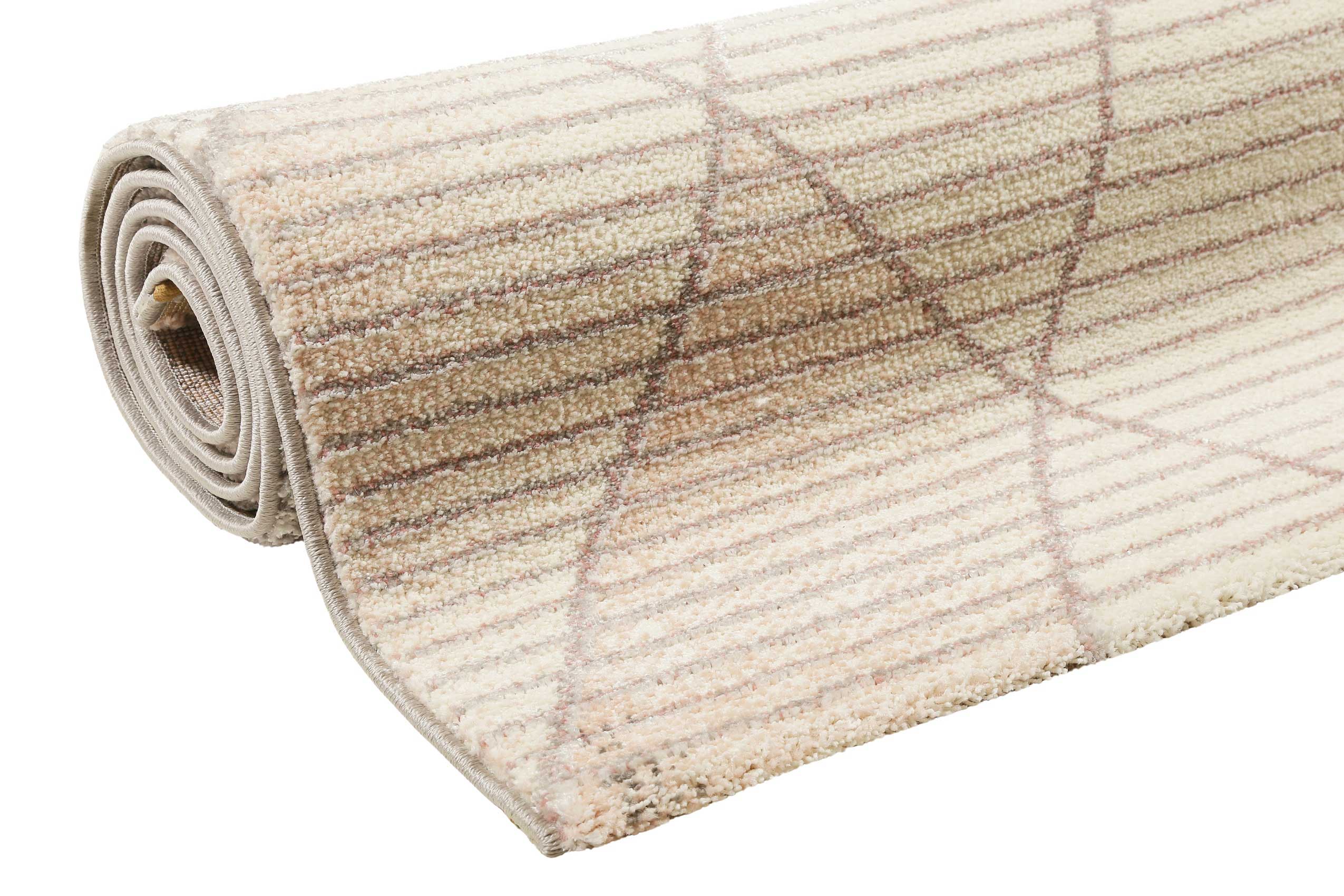Teppich Rosa Creme Grau Kurzflor 
