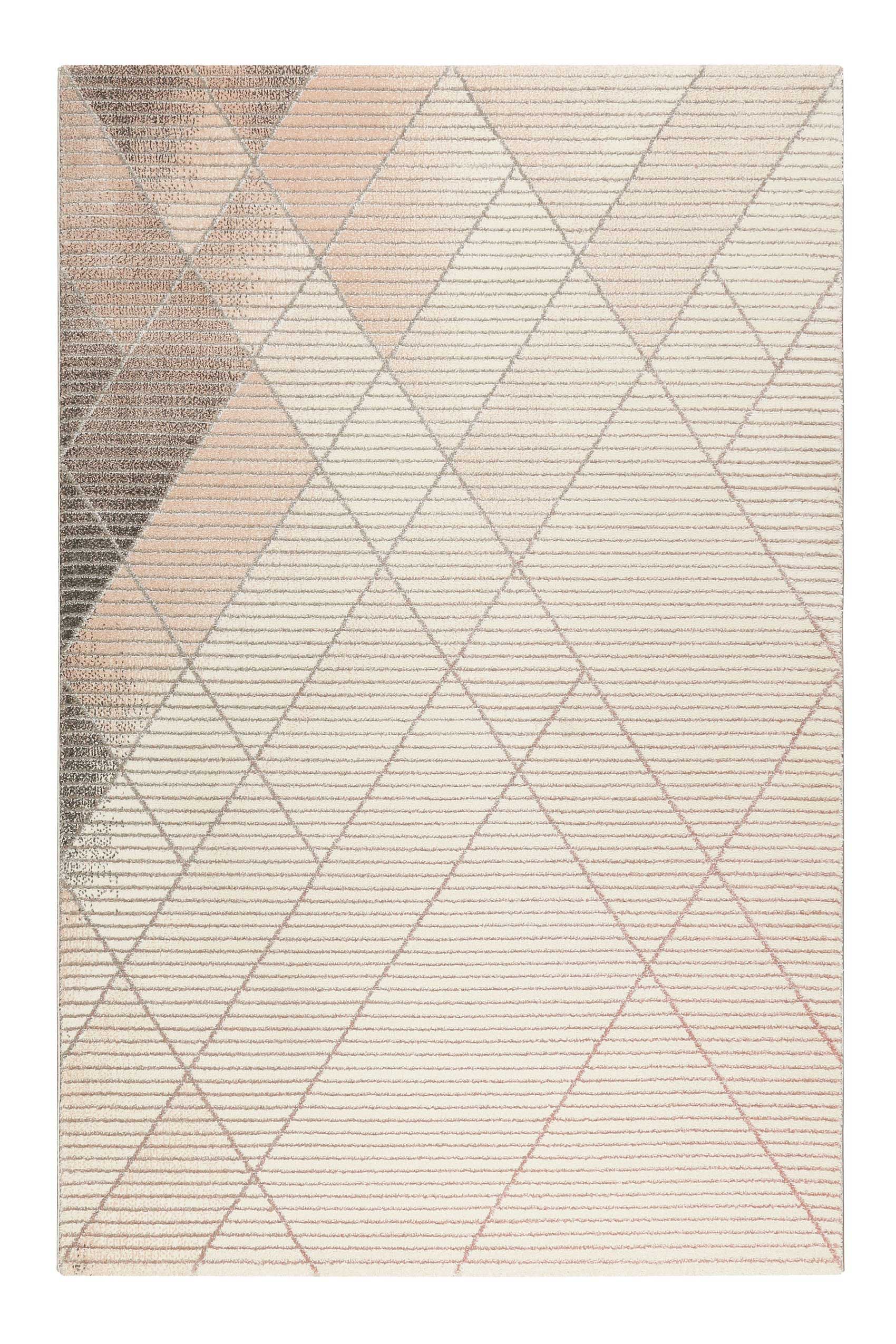 Teppich Rosa Creme Grau Kurzflor 