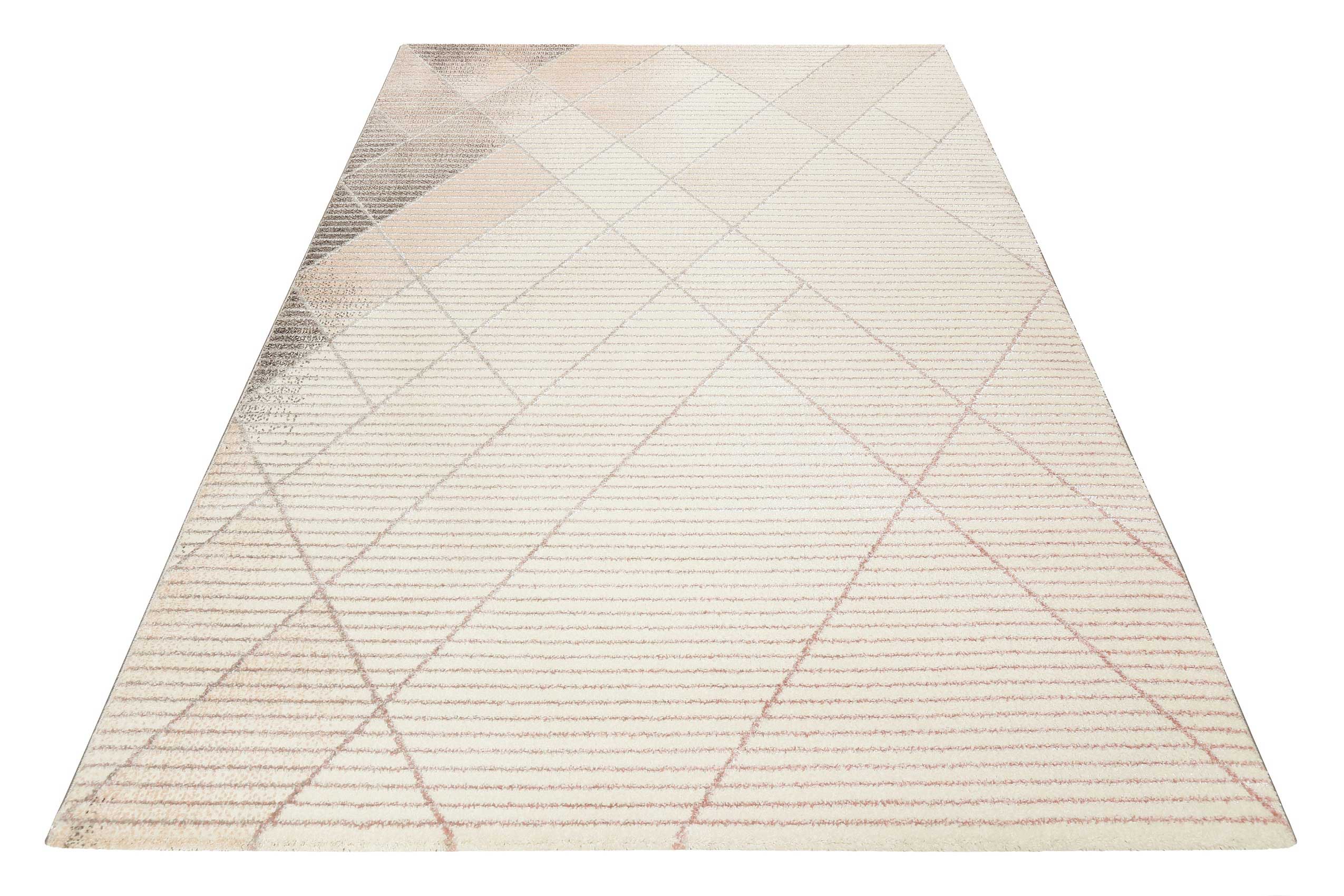 Teppich Rosa Creme Grau Kurzflor 