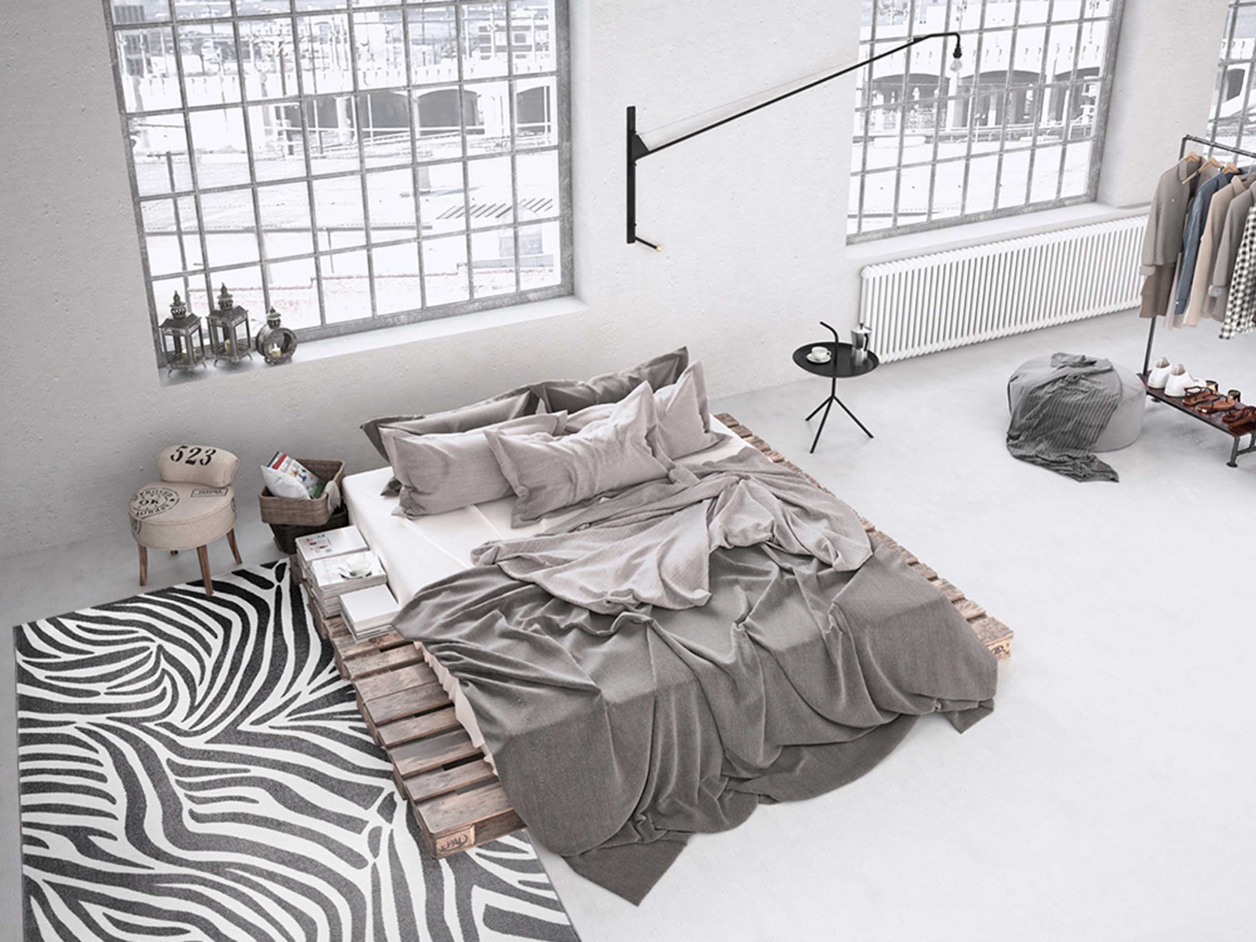 WECONhome Kurzflor Teppich » Zebra « grau creme - Ansicht 8