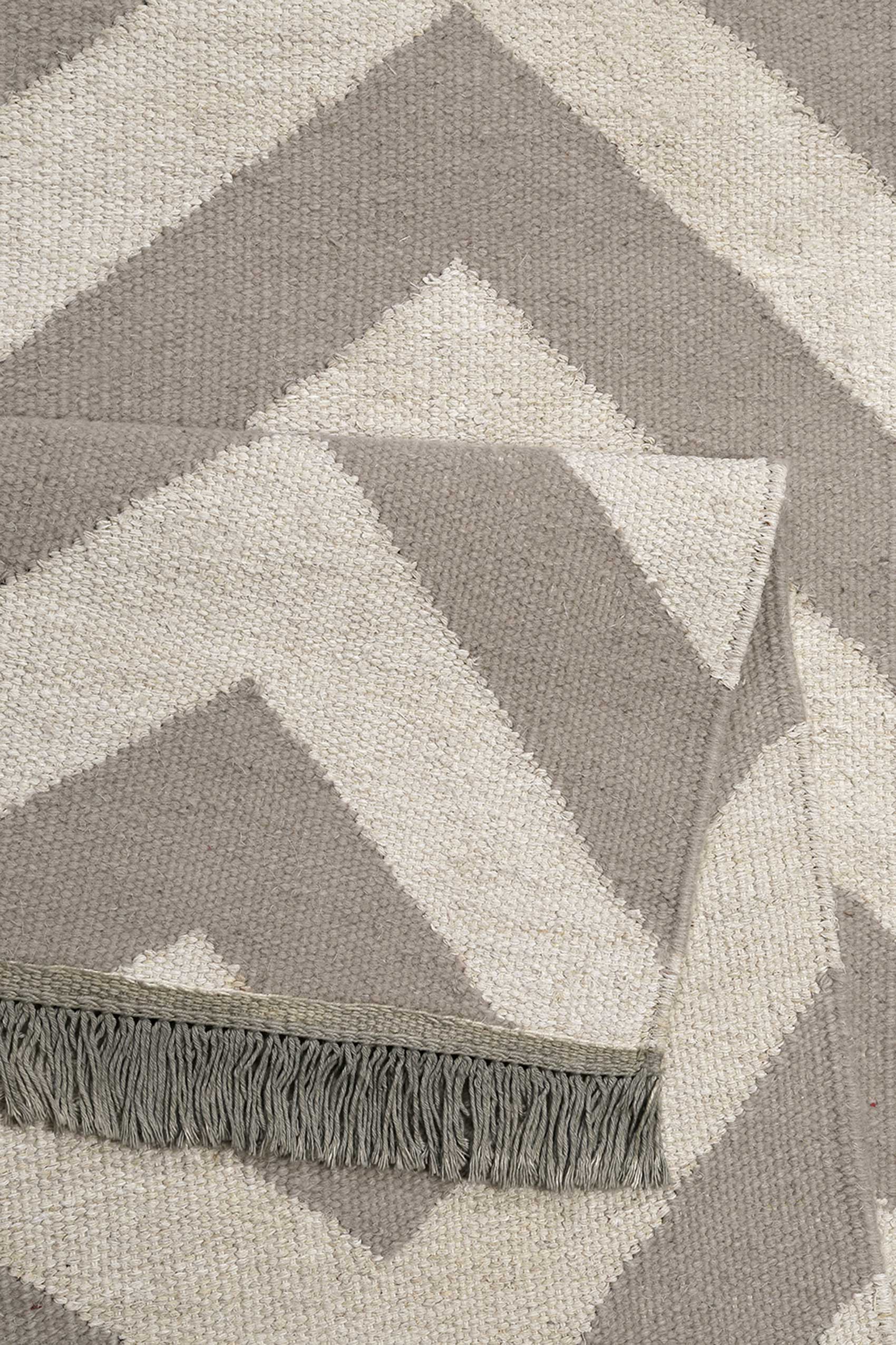 Kelim Teppich Grau Beige aus Wolle & Hanf  