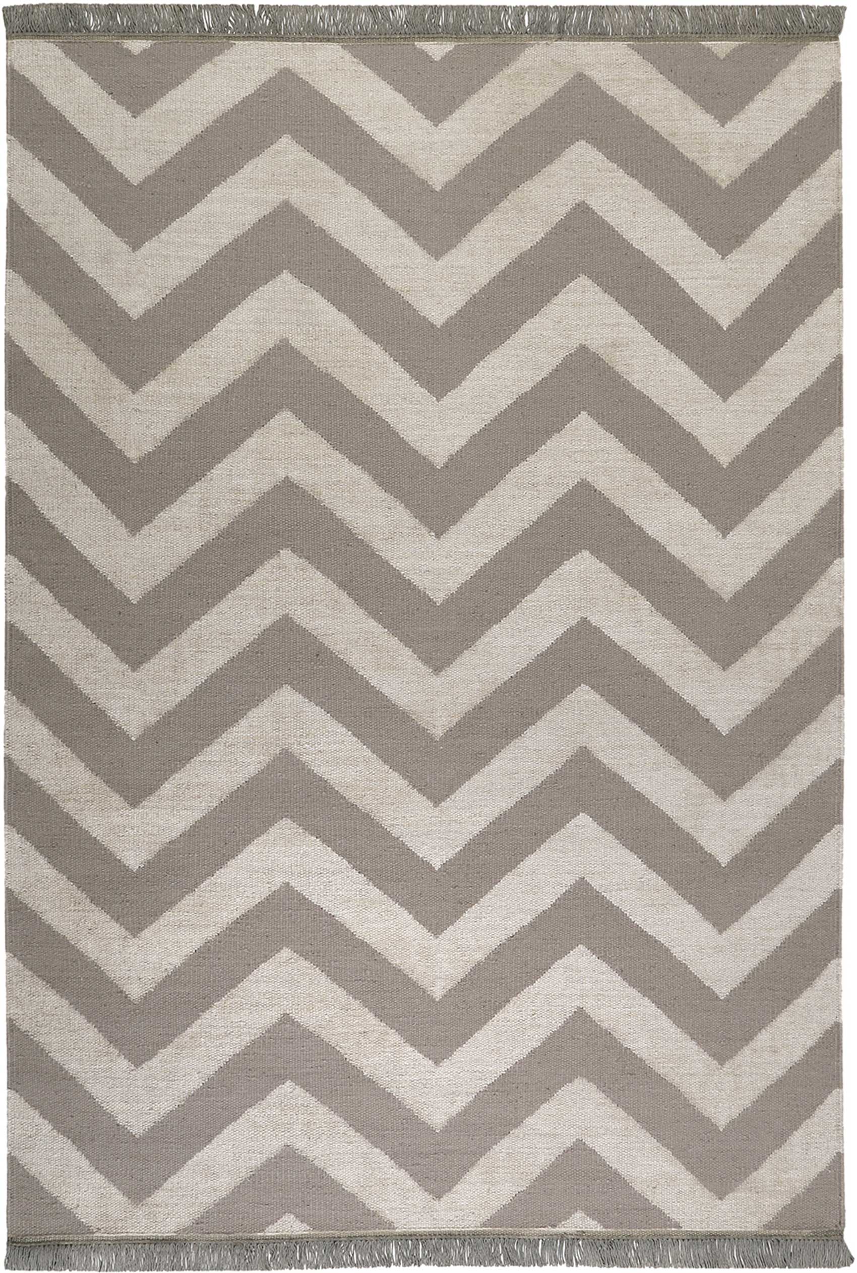 Kelim Teppich Grau Beige aus Wolle & Hanf  