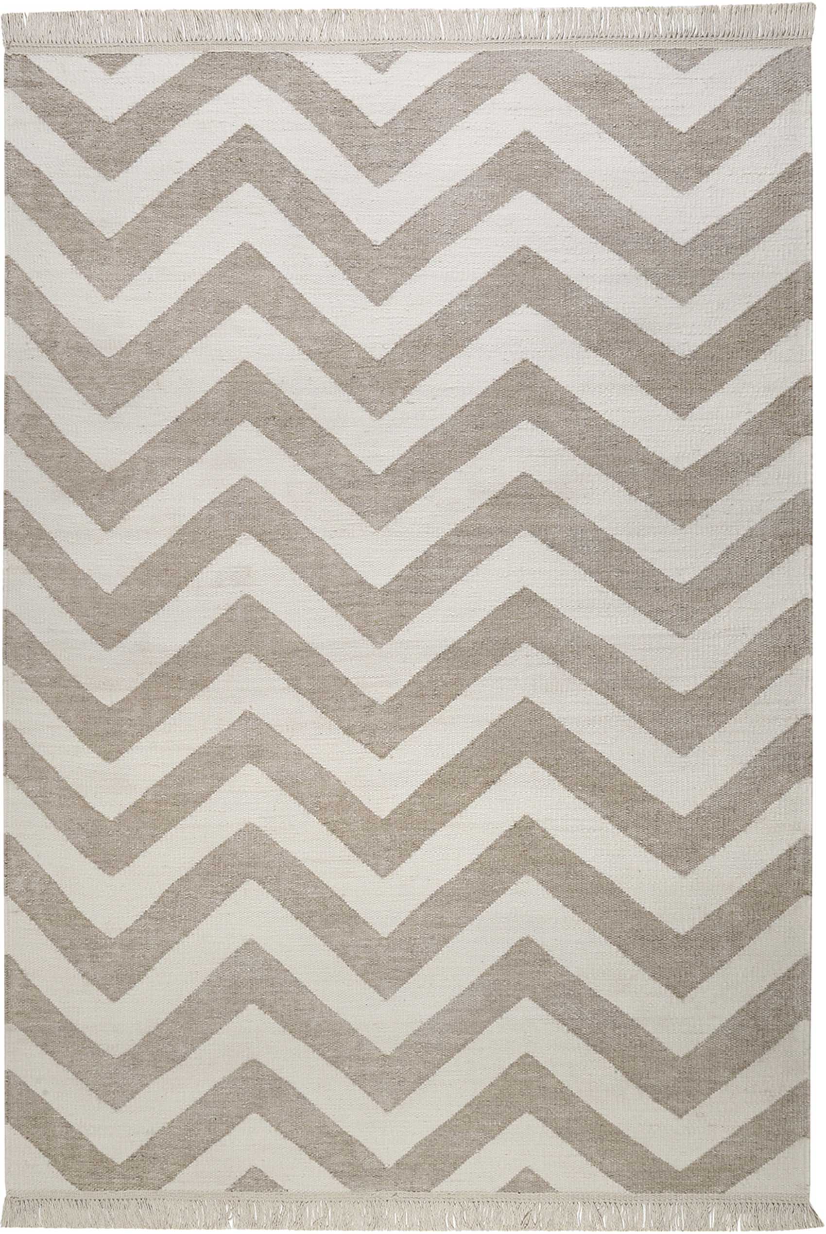 Kelim Teppich Beige aus Naturfaser » Zig-Zag « WECONhome - Ansicht 1