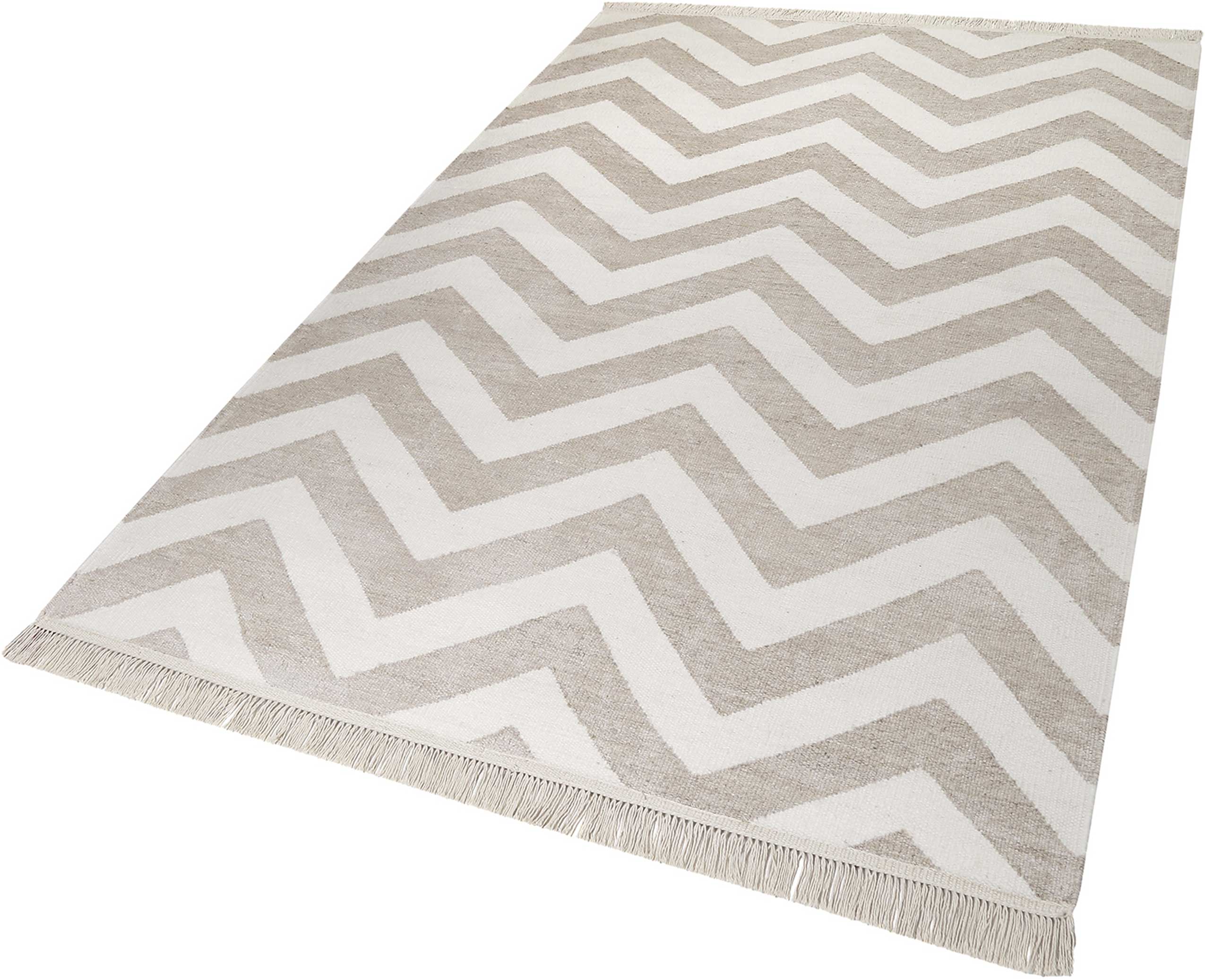 Kelim Teppich Beige aus Naturfaser » Zig-Zag « WECONhome - Ansicht 2